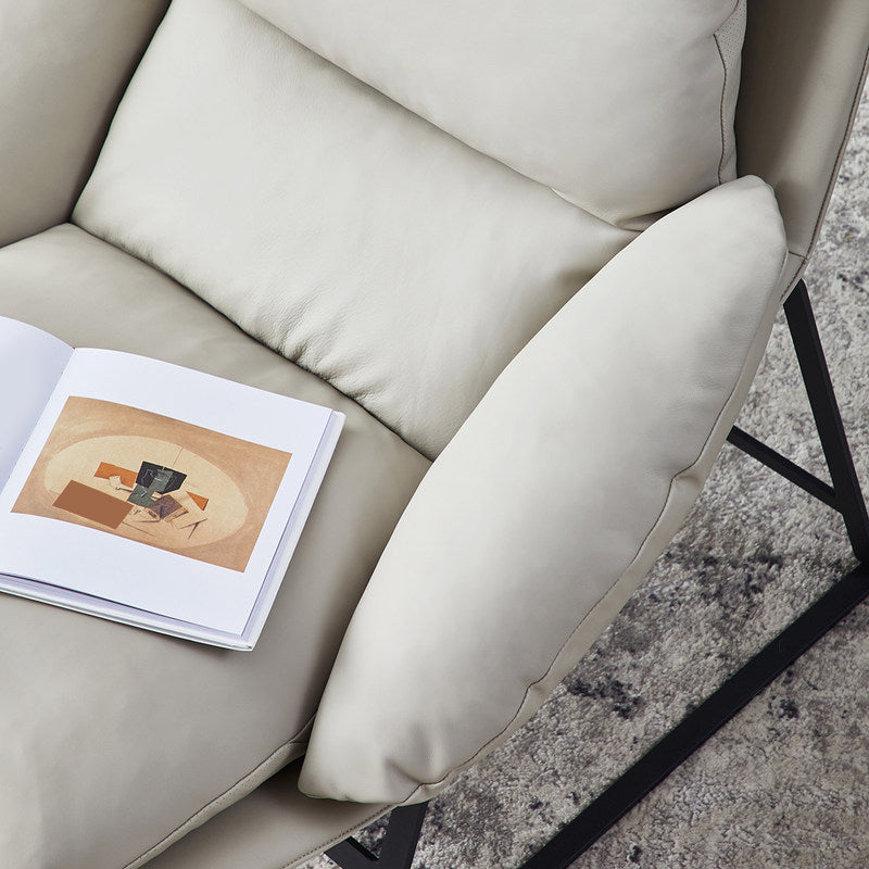 Zeitgenössischer 35,5 "breites Kunstleder -Leder -Kissen -Back -Lounge -Stuhl