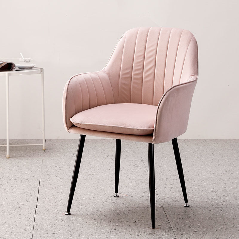 Modern Style Cloth Overturning Armrest Fixed Backrest Metal Arm Chair Pink 1 Piece Black Clearhalo 'Accent Chairs' 'accent_chairs' 'Chairs & Seating' 'furn' 'furn_accent_chairs' 'Furniture' 'Living Room Furniture' 5650390