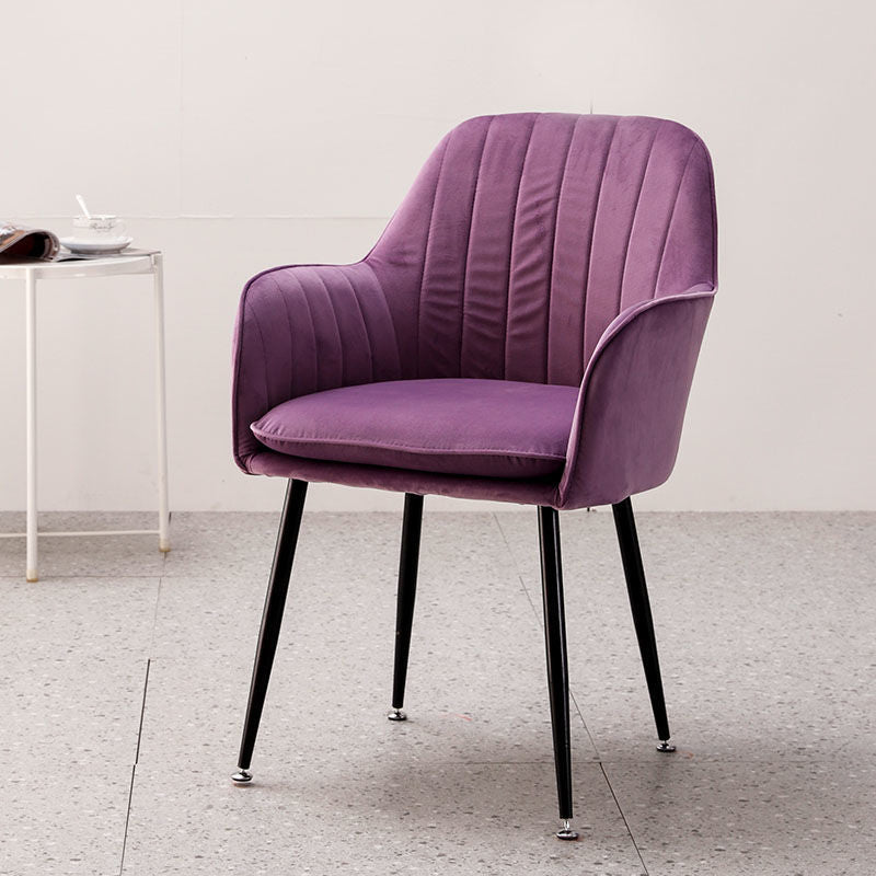 Modern Style Cloth Overturning Armrest Fixed Backrest Metal Arm Chair Violet 1 Piece Black Clearhalo 'Accent Chairs' 'accent_chairs' 'Chairs & Seating' 'furn' 'furn_accent_chairs' 'Furniture' 'Living Room Furniture' 5650392
