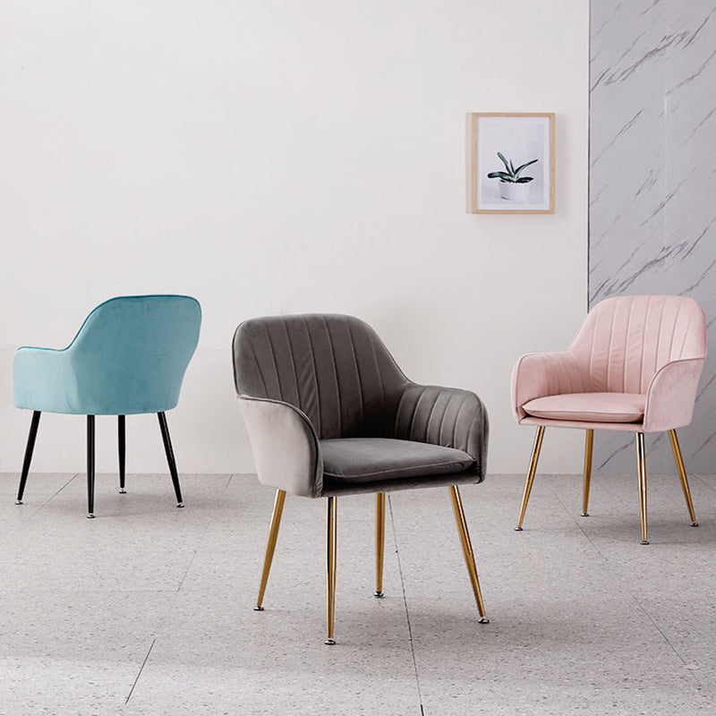 Modern Style Cloth Overturning Armrest Fixed Backrest Metal Arm Chair Clearhalo 'Accent Chairs' 'accent_chairs' 'Chairs & Seating' 'furn' 'furn_accent_chairs' 'Furniture' 'Living Room Furniture' 5650393