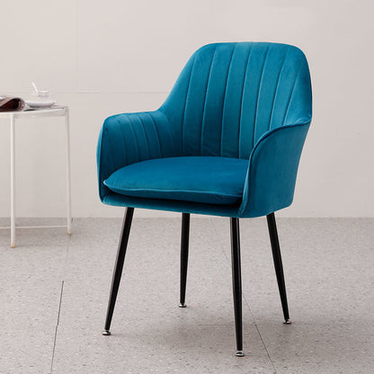 Modern Style Cloth Overturning Armrest Fixed Backrest Metal Arm Chair Blue 1 Piece Black Clearhalo 'Accent Chairs' 'accent_chairs' 'Chairs & Seating' 'furn' 'furn_accent_chairs' 'Furniture' 'Living Room Furniture' 5650394