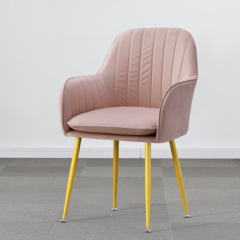 Modern Style Cloth Overturning Armrest Fixed Backrest Metal Arm Chair Pink 1 Piece Brass Gold Clearhalo 'Accent Chairs' 'accent_chairs' 'Chairs & Seating' 'furn' 'furn_accent_chairs' 'Furniture' 'Living Room Furniture' 5650400