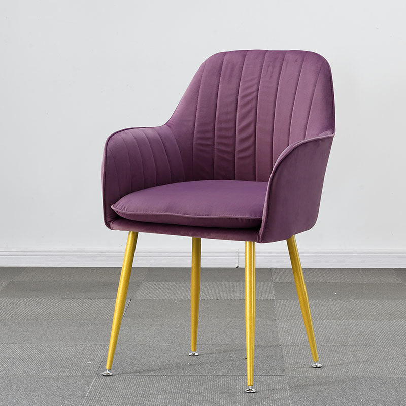 Modern Style Cloth Overturning Armrest Fixed Backrest Metal Arm Chair Violet 1 Piece Brass Gold Clearhalo 'Accent Chairs' 'accent_chairs' 'Chairs & Seating' 'furn' 'furn_accent_chairs' 'Furniture' 'Living Room Furniture' 5650401