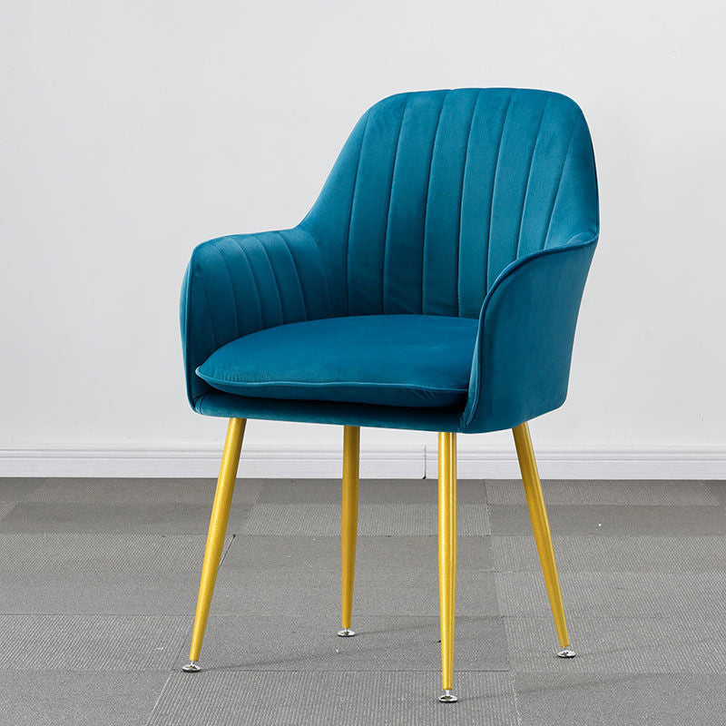 Modern Style Cloth Overturning Armrest Fixed Backrest Metal Arm Chair Blue 1 Piece Brass Gold Clearhalo 'Accent Chairs' 'accent_chairs' 'Chairs & Seating' 'furn' 'furn_accent_chairs' 'Furniture' 'Living Room Furniture' 5650404