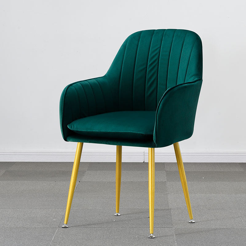 Modern Style Cloth Overturning Armrest Fixed Backrest Metal Arm Chair Dark Green 1 Piece Brass Gold Clearhalo 'Accent Chairs' 'accent_chairs' 'Chairs & Seating' 'furn' 'furn_accent_chairs' 'Furniture' 'Living Room Furniture' 5650408
