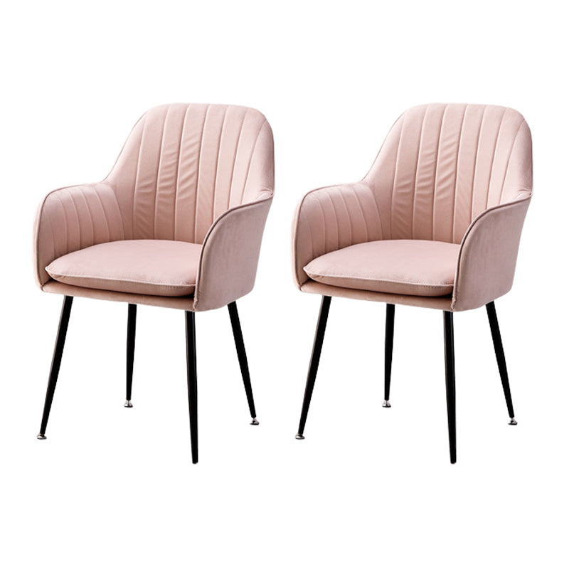 Modern Style Cloth Overturning Armrest Fixed Backrest Metal Arm Chair Pink 2 Piece Set Black Clearhalo 'Accent Chairs' 'accent_chairs' 'Chairs & Seating' 'furn' 'furn_accent_chairs' 'Furniture' 'Living Room Furniture' 5650409