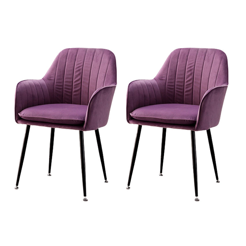 Modern Style Cloth Overturning Armrest Fixed Backrest Metal Arm Chair Violet 2 Piece Set Black Clearhalo 'Accent Chairs' 'accent_chairs' 'Chairs & Seating' 'furn' 'furn_accent_chairs' 'Furniture' 'Living Room Furniture' 5650410