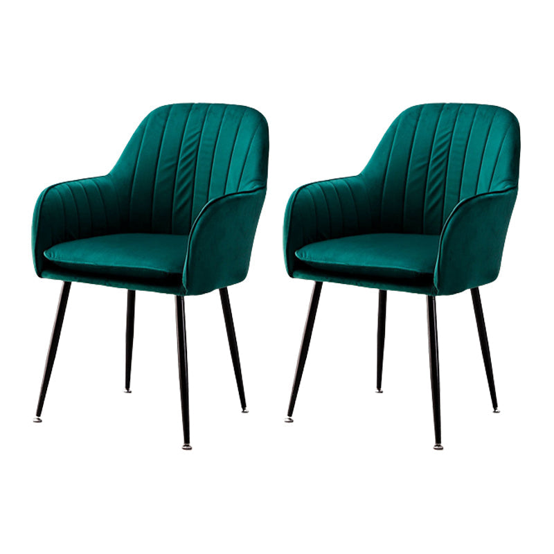 Modern Style Cloth Overturning Armrest Fixed Backrest Metal Arm Chair Dark Green 2 Piece Set Black Clearhalo 'Accent Chairs' 'accent_chairs' 'Chairs & Seating' 'furn' 'furn_accent_chairs' 'Furniture' 'Living Room Furniture' 5650413