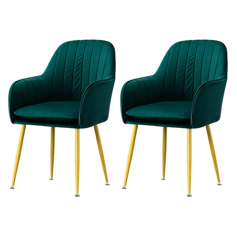 Modern Style Cloth Overturning Armrest Fixed Backrest Metal Arm Chair Dark Green 2 Piece Set Brass Gold Clearhalo 'Accent Chairs' 'accent_chairs' 'Chairs & Seating' 'furn' 'furn_accent_chairs' 'Furniture' 'Living Room Furniture' 5650417
