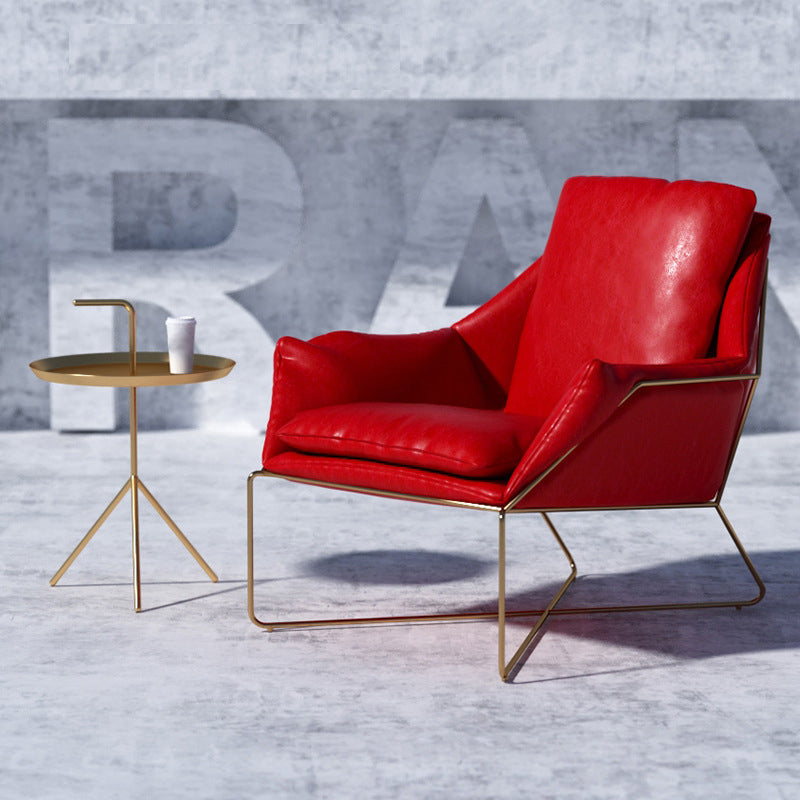 27.56 "de amplio estilo escandinavo acento sillón cruzado silla de brazo de metal cruzado