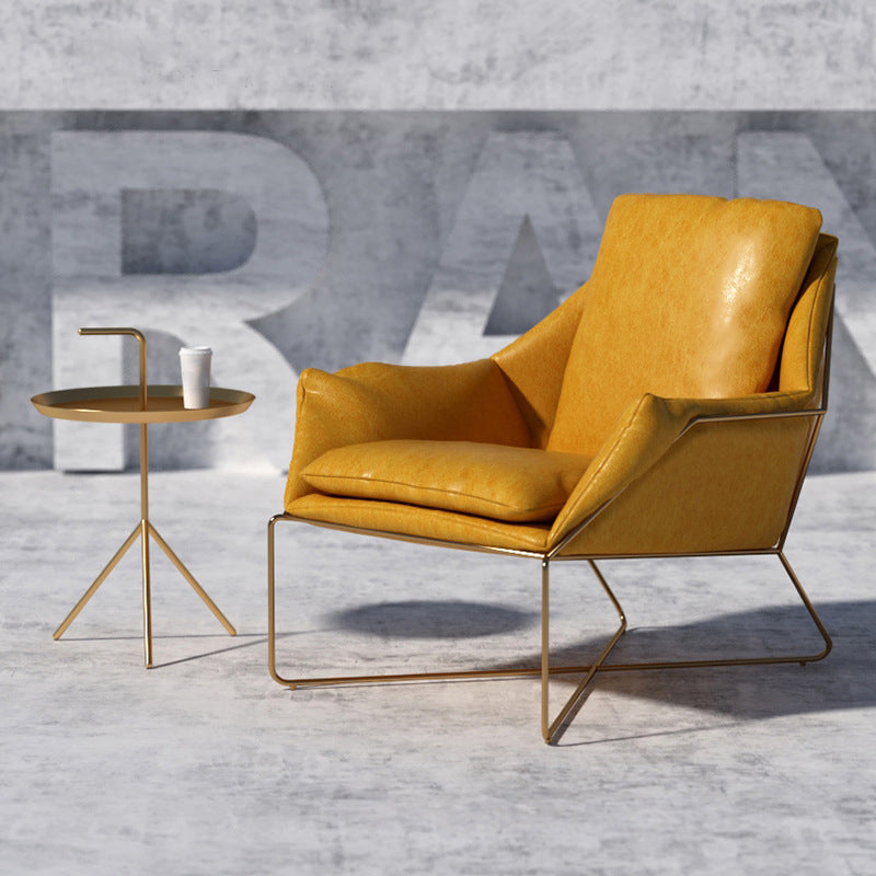 27.56 "de amplio estilo escandinavo acento sillón cruzado silla de brazo de metal cruzado