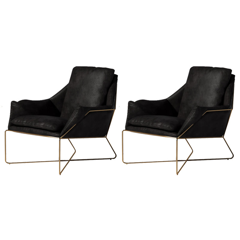 27.56 "de amplio estilo escandinavo acento sillón cruzado silla de brazo de metal cruzado