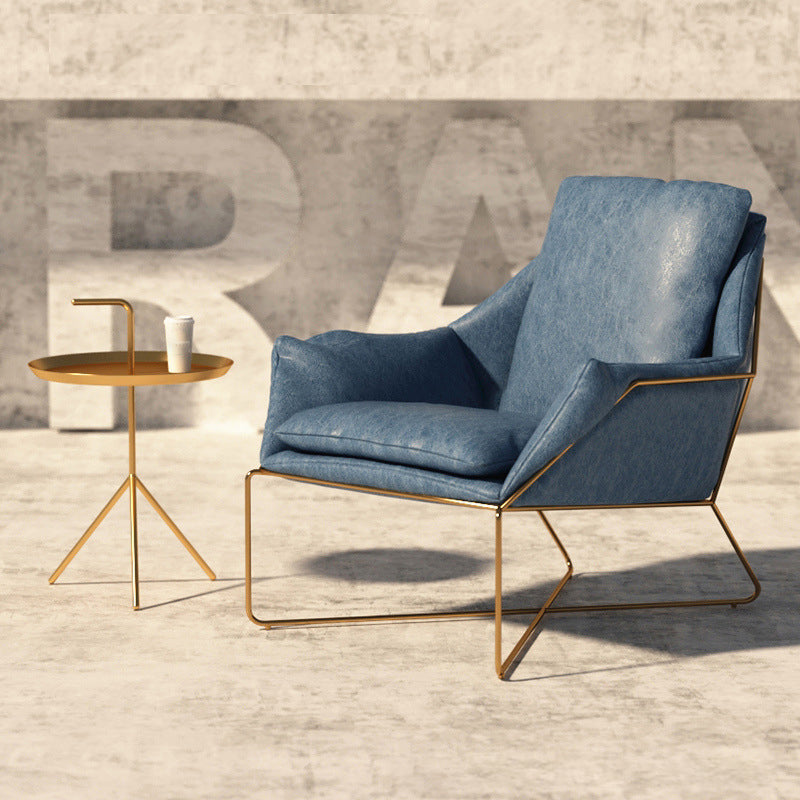 27.56 "de amplio estilo escandinavo acento sillón cruzado silla de brazo de metal cruzado