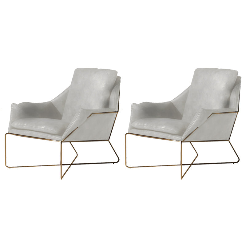 27.56 "de amplio estilo escandinavo acento sillón cruzado silla de brazo de metal cruzado