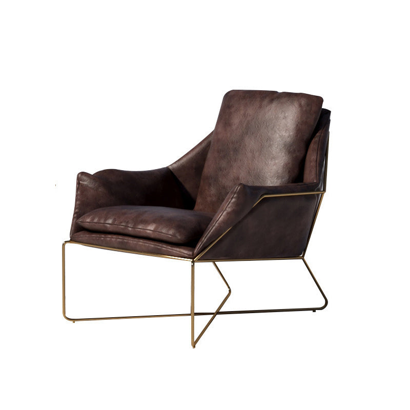 27.56 "de amplio estilo escandinavo acento sillón cruzado silla de brazo de metal cruzado