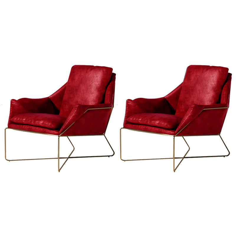 27.56 "de amplio estilo escandinavo acento sillón cruzado silla de brazo de metal cruzado