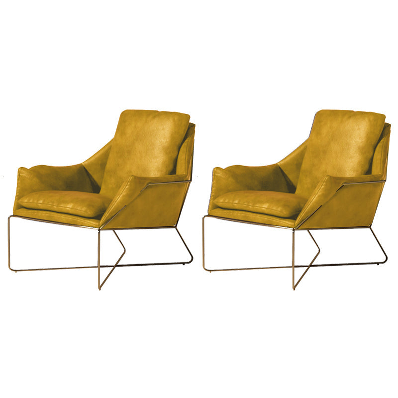 27.56 "de amplio estilo escandinavo acento sillón cruzado silla de brazo de metal cruzado