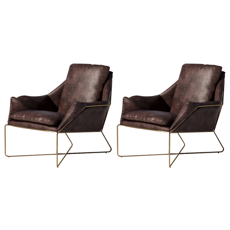 27.56 "de amplio estilo escandinavo acento sillón cruzado silla de brazo de metal cruzado