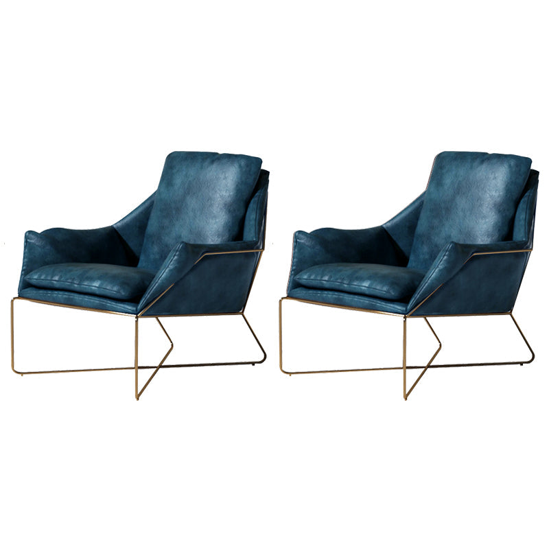 27.56 "de amplio estilo escandinavo acento sillón cruzado silla de brazo de metal cruzado