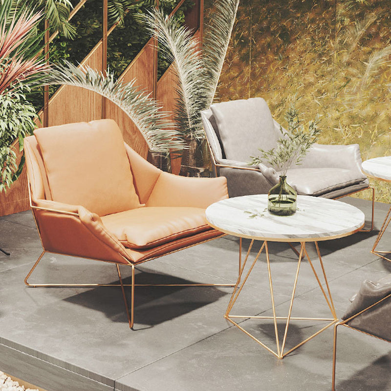 27.56 "de amplio estilo escandinavo acento sillón cruzado silla de brazo de metal cruzado