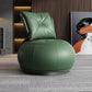 Contemporary 33.5"Wide Genuine Leather Pillow Back Swivel Armless Chair