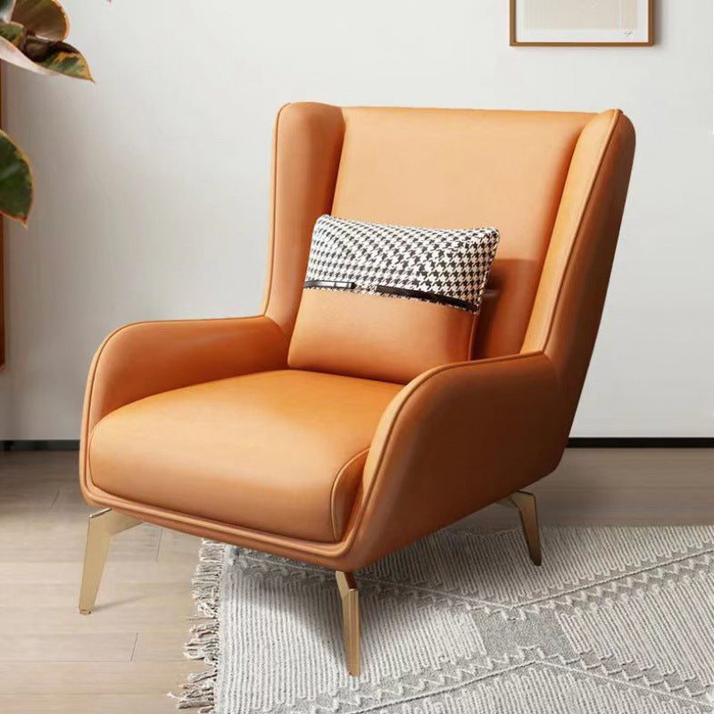 Glam Style Leather Handrail Living Room Replica Leather Wingback Chair Clearhalo 'Accent Chairs' 'accent_chairs' 'Chairs & Seating' 'furn' 'furn_accent_chairs' 'Furniture' 'Living Room Furniture' 5650489