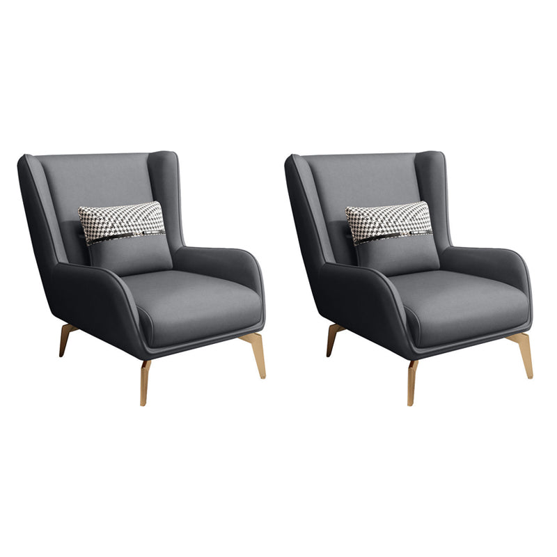 Glam Style Leather Handrail Living Room Replica Leather Wingback Chair Grey 2 Piece Set Clearhalo 'Accent Chairs' 'accent_chairs' 'Chairs & Seating' 'furn' 'furn_accent_chairs' 'Furniture' 'Living Room Furniture' 5650504