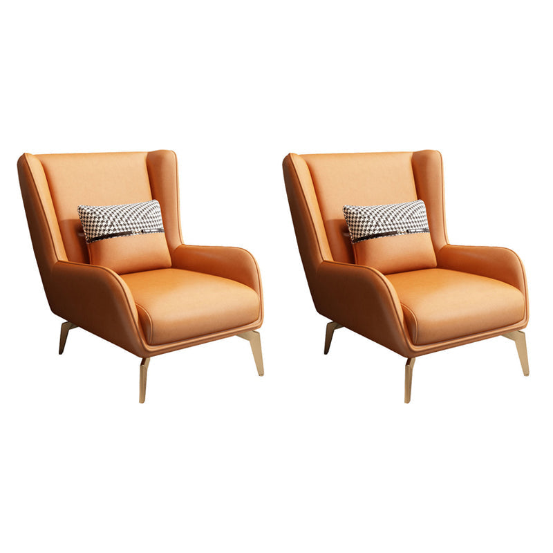Glam Style Leather Handrail Living Room Replica Leather Wingback Chair Orange 2 Piece Set Clearhalo 'Accent Chairs' 'accent_chairs' 'Chairs & Seating' 'furn' 'furn_accent_chairs' 'Furniture' 'Living Room Furniture' 5650509