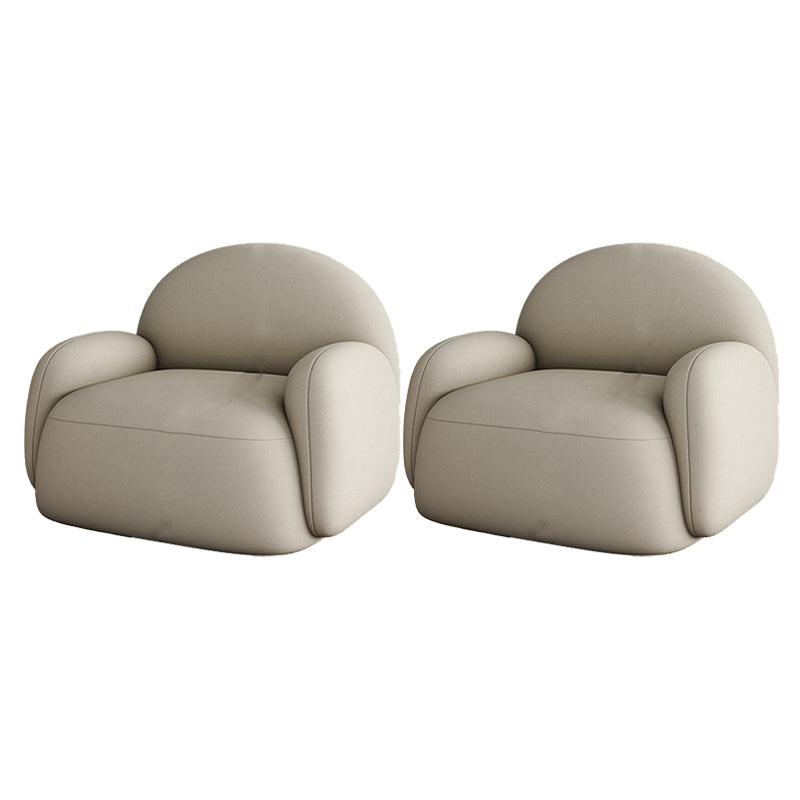 31.50" Wide Scandinavian Style Single Sofa Chair Round Arm Chair Beige-Coffee 2 Piece Set Clearhalo 'Accent Chairs' 'accent_chairs' 'Chairs & Seating' 'furn' 'furn_accent_chairs' 'Furniture' 'Living Room Furniture' 5650550