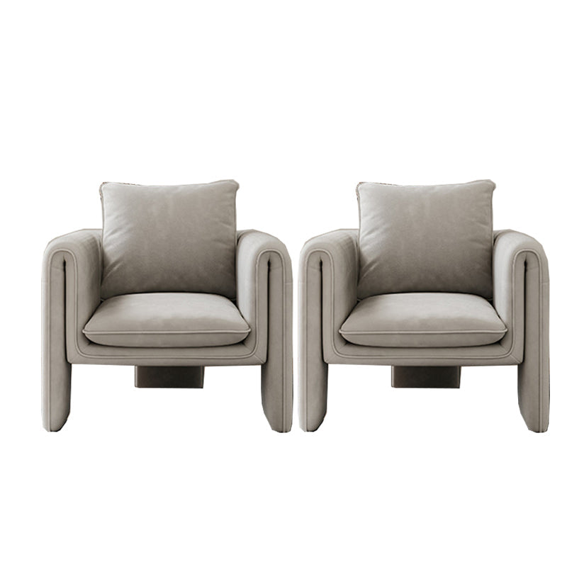 31.5" Wide Contemporary Style Single Sofa Chair Leather Arm Chair for Living Room Silver Gray 2 Piece Set Clearhalo 'Accent Chairs' 'accent_chairs' 'Chairs & Seating' 'furn' 'furn_accent_chairs' 'Furniture' 'Living Room Furniture' 5650555