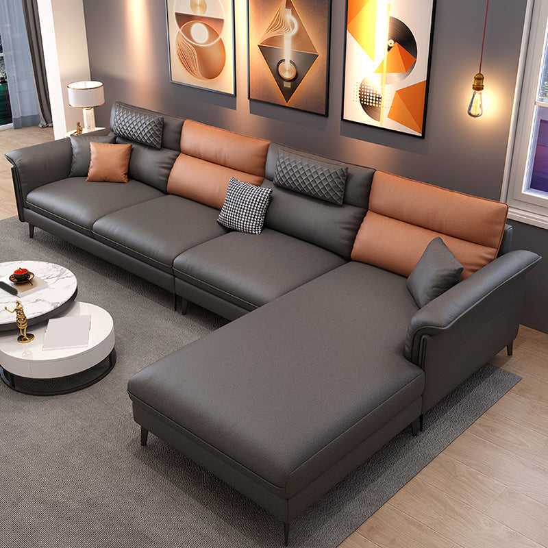 35.43 "Tall Modern Sectional Dark Gray Sectional met gekussen achterste kussens