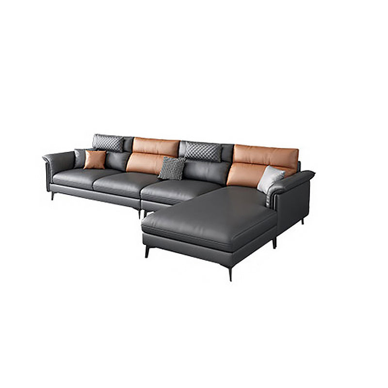 35.43 "Tall Modern Sectional Dark Gray Sectional met gekussen achterste kussens
