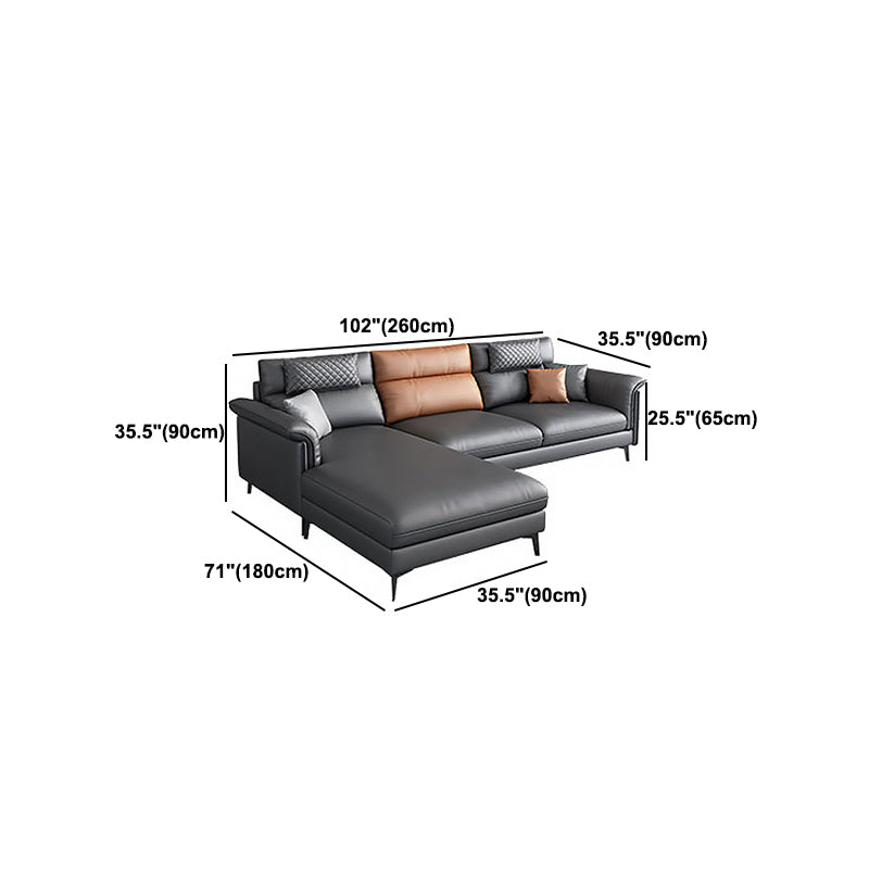 35.43 "Tall Modern Sectional Dark Gray Sectional met gekussen achterste kussens