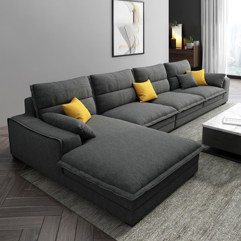 Scandinavian Stain-Resistant Faux Leather 4-Seater L-Shape Sectional Set