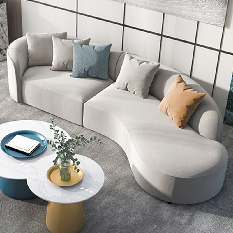 51 Inch One Arm Sectionals, Tight Back Curved Sectional Sofa for Living Room