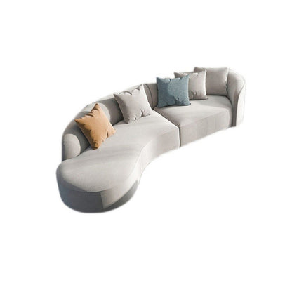 51 Inch One Arm Sectionals, Tight Back Curved Sectional Sofa for Living Room