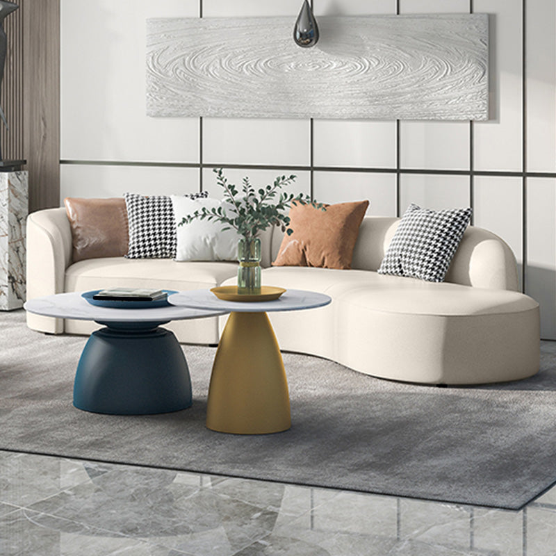 51 Inch One Arm Sectionals, Tight Back Curved Sectional Sofa for Living Room