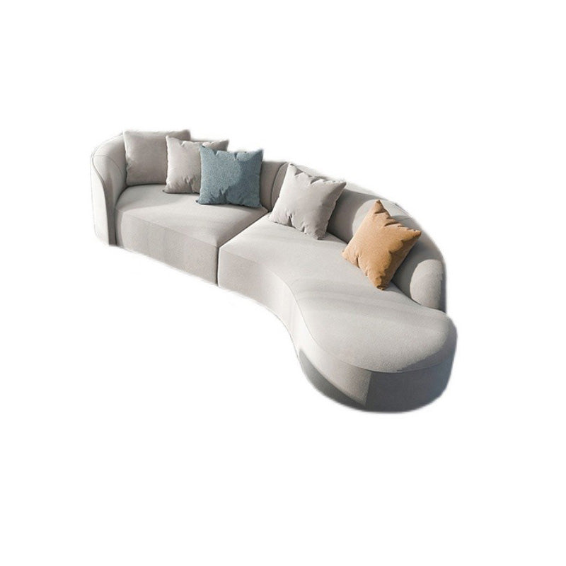 51 Inch One Arm Sectionals, Tight Back Curved Sectional Sofa for Living Room