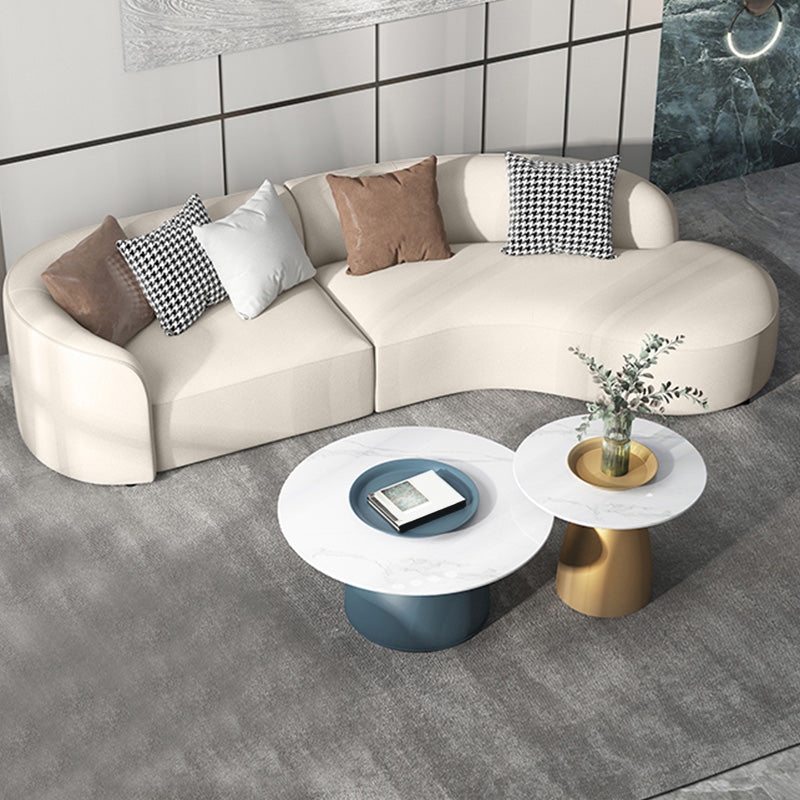 51 Inch One Arm Sectionals, Tight Back Curved Sectional Sofa for Living Room