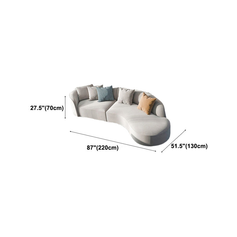51 Inch One Arm Sectionals, Tight Back Curved Sectional Sofa for Living Room