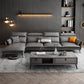 Modern Sofa & Chaise 4-seat Faux Leather Flared Arm Sectional