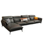 Modern Sofa & Chaise 4-seat Faux Leather Flared Arm Sectional