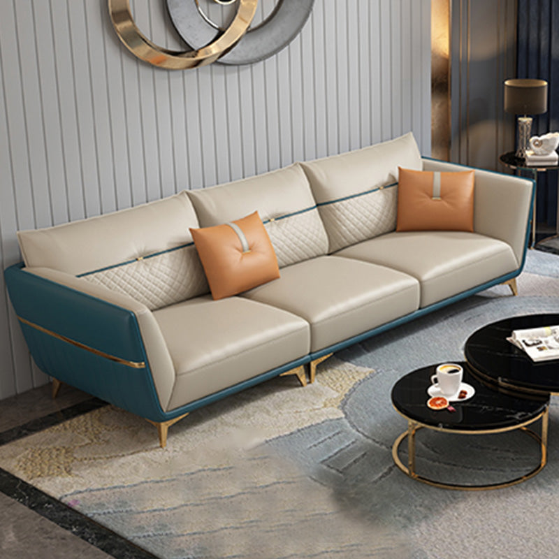 Sofá y chaise de brazo de cuero genuino contemporáneo resistente a las manchas