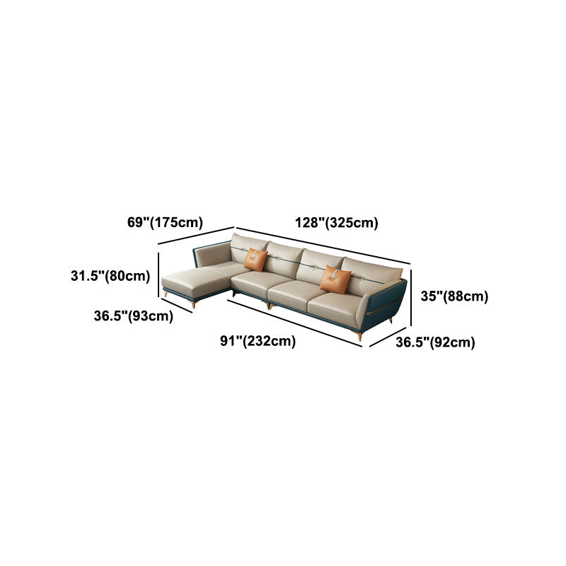 Sofá y chaise de brazo de cuero genuino contemporáneo resistente a las manchas