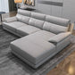 Scandinavian Stationary Cloud Gray Genuine Leather Cushion Back Sofa
