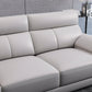 Scandinavian Stationary Cloud Gray Genuine Leather Cushion Back Sofa