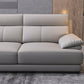 Scandinavian Stationary Cloud Gray Genuine Leather Cushion Back Sofa