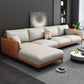 Scandinavian Stationary Faux leather Square Arm Cushion Back Sofa & Chaise