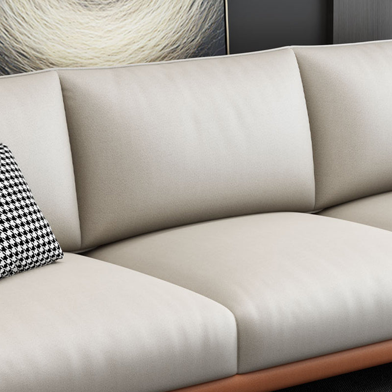 Scandinavian Stationary Faux leather Square Arm Cushion Back Sofa & Chaise