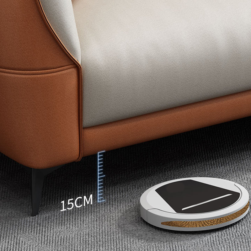 Scandinavian Stationary Faux leather Square Arm Cushion Back Sofa & Chaise